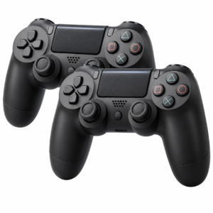 Kit com 2 Controles Sem Fio Compatíveis com PS4 Bluetooth Dual Shock 4 Redfin para PS4, PC, Android e Smart TV – Cor Preto
