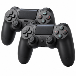Kit com 2 Controles Sem Fio Compatíveis com PS4 Bluetooth Dual Shock 4 Redfin para PS4, PC, Android e Smart TV – Cor Preto